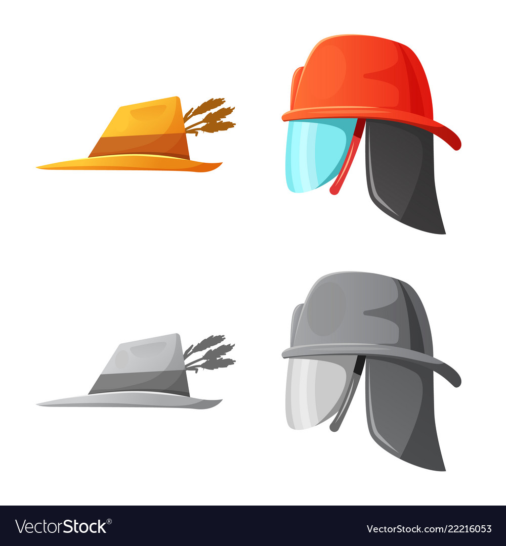 Isolated object of headgear and cap symbol set vector image Isolated object of headgear and cap symbol set