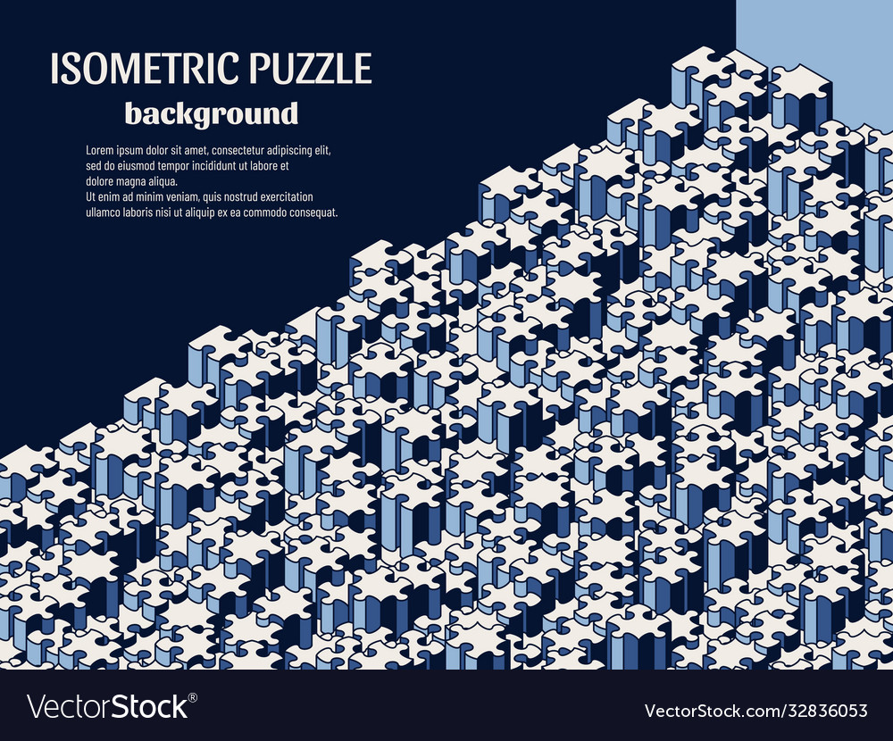 Jigsaw puzzle isometric background with many