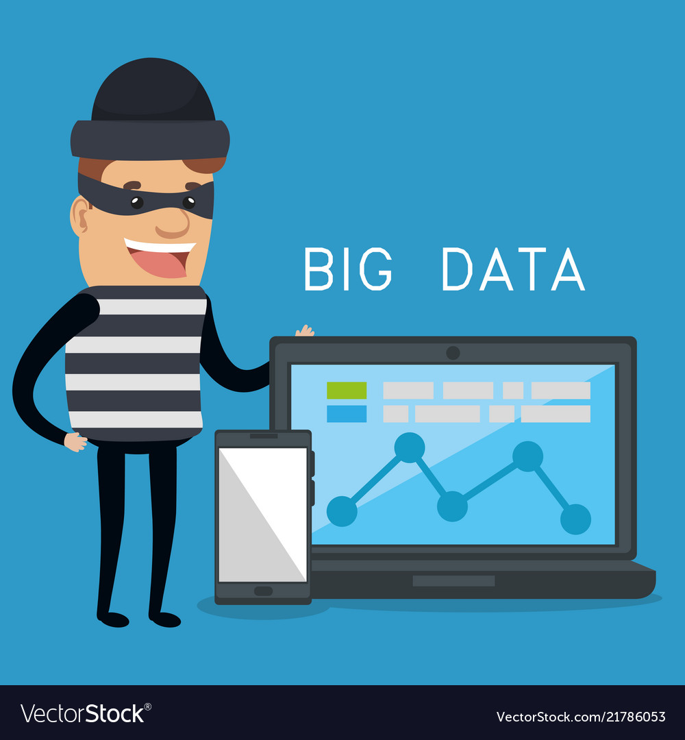Laptop computer with big data icons vector image Laptop computer with big data icons