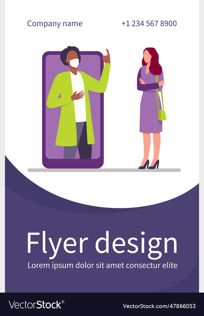 Man in mask on phone screen explaining something Vector Image Man in mask on phone screen explaining something