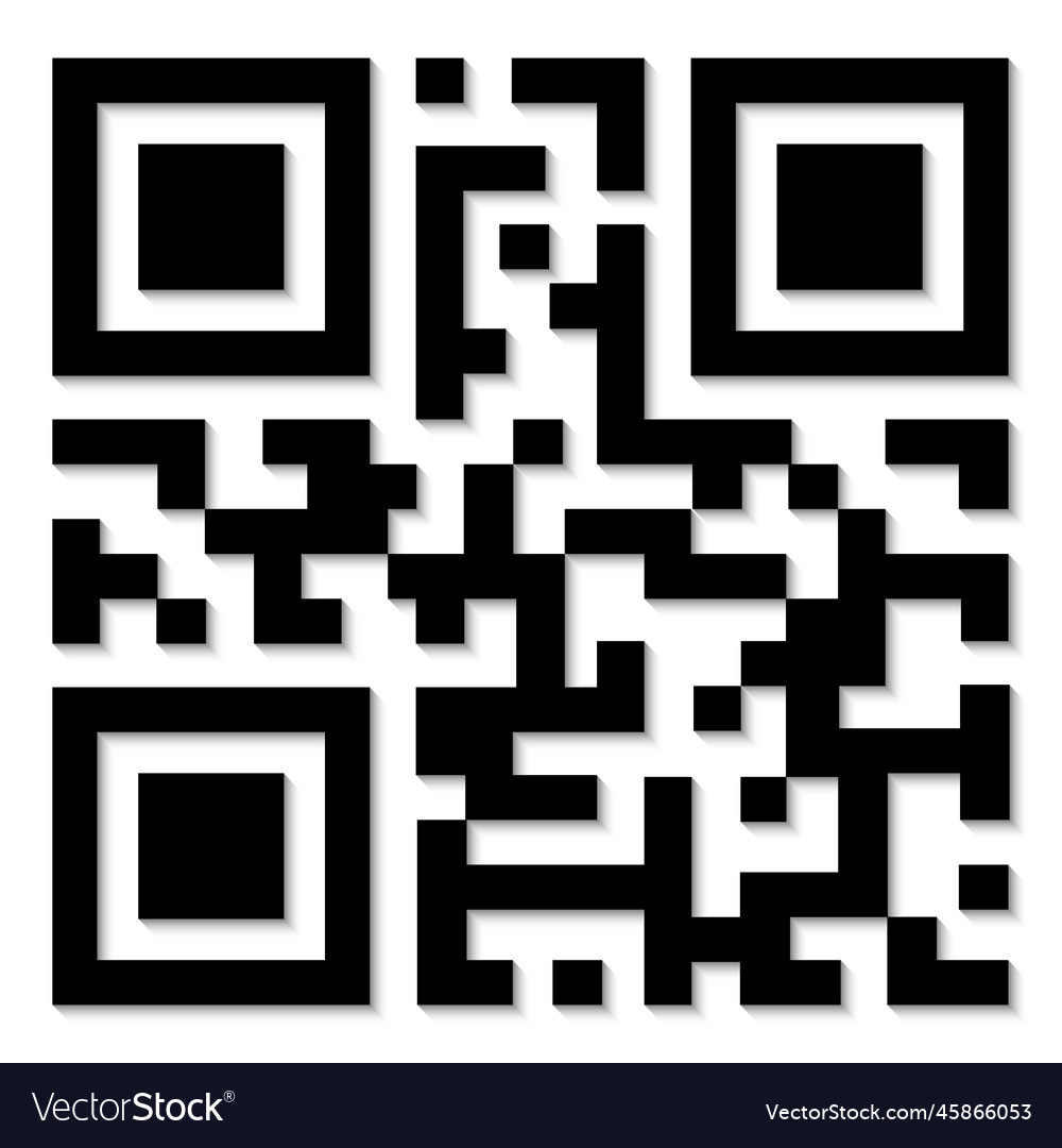 Qr code with shadow isolated on white vector image Qr code with shadow isolated on white