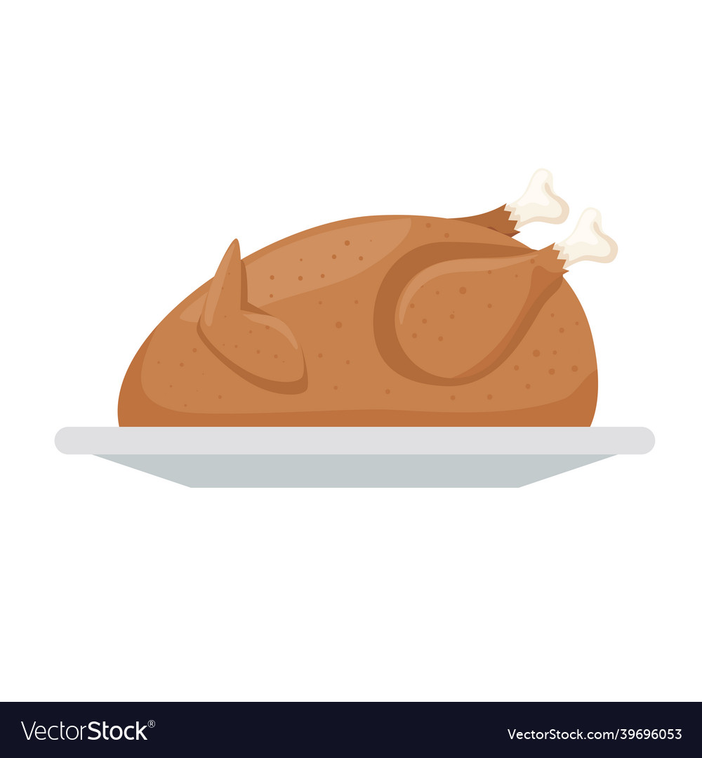 Roasted turkey in dish Royalty Free Vector Image