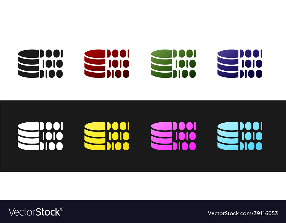 Set binary code icon isolated on black and white vector image Set binary code icon isolated on black and white