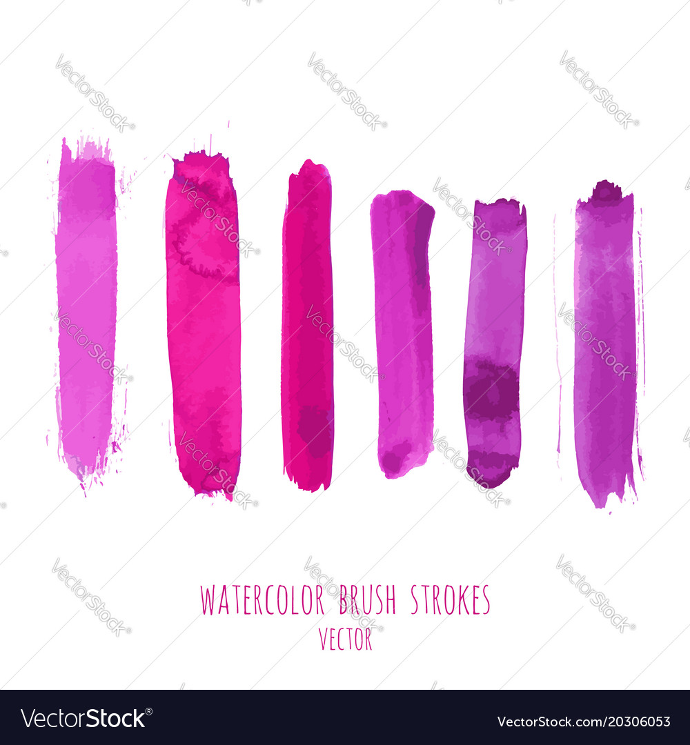 Set von magenta Aquarellstreifen