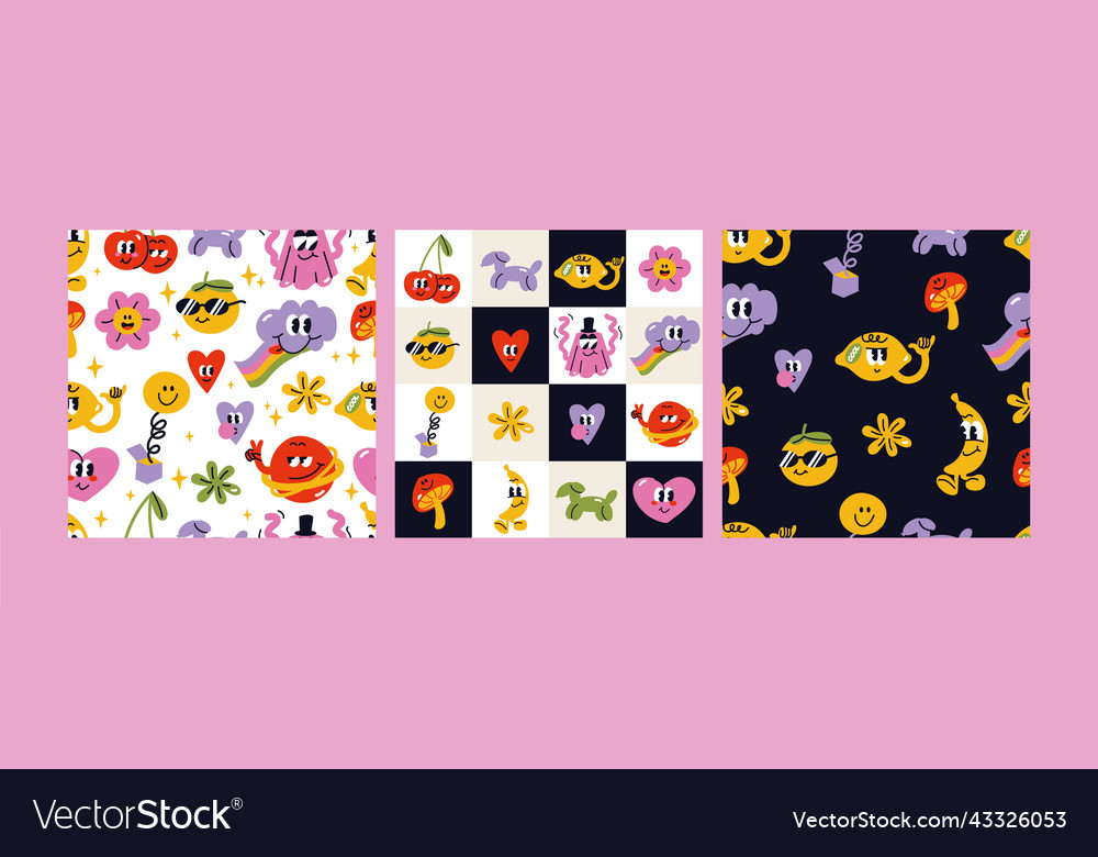 Set with abstract funny vector image Set with abstract funny