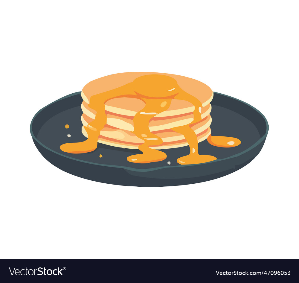 Stack Of Sweet Pancakes With Honey Syrup Vector Image