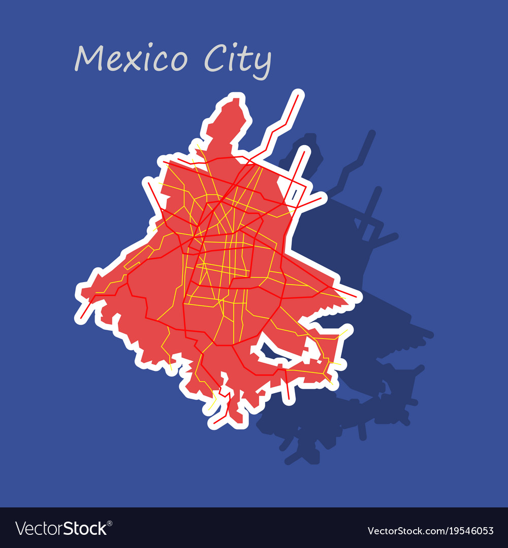 Sticker color map of mexico city mexico city plan Vector Image