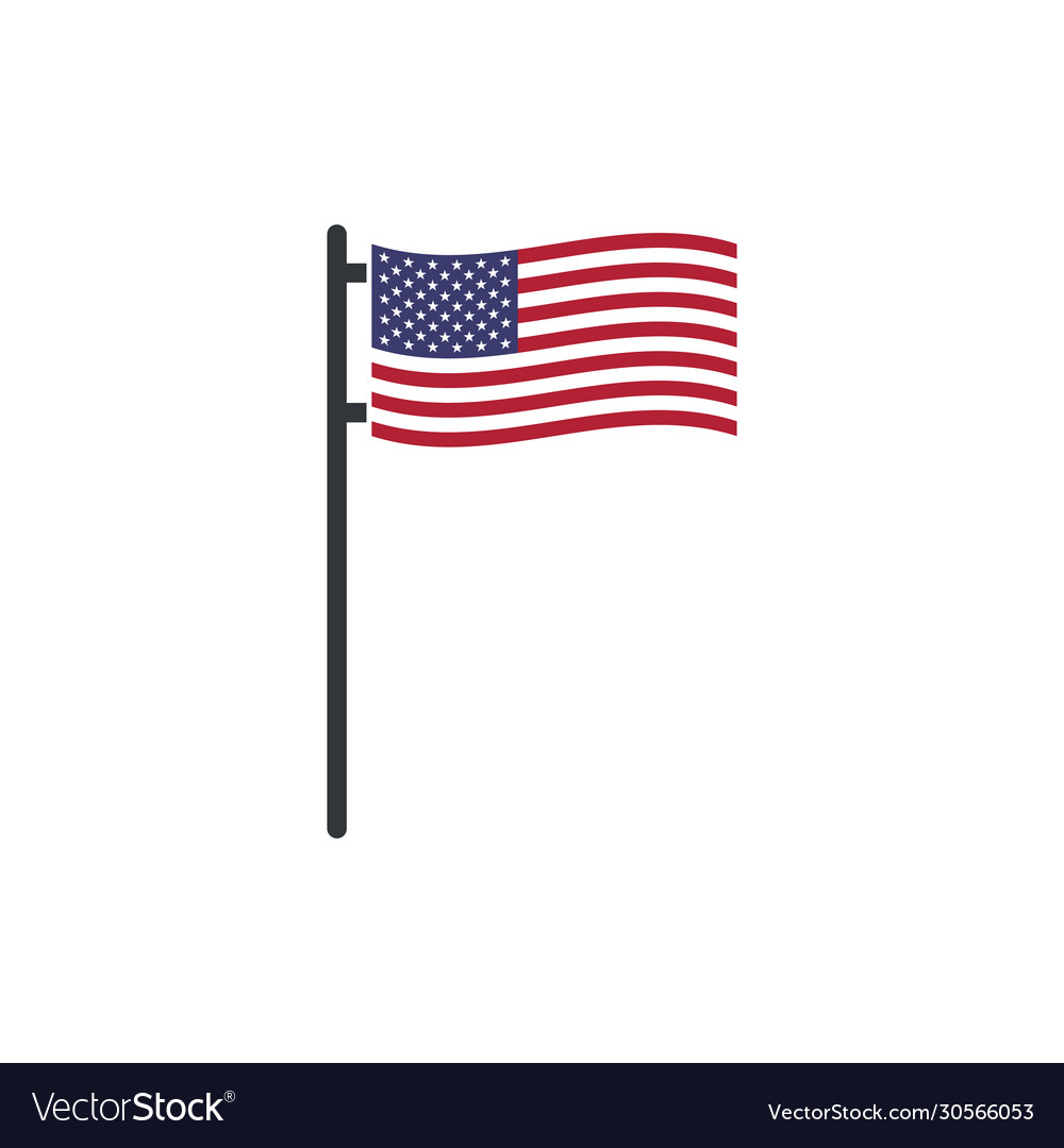 Usa waving flag on pole july 4 celebration Vector Image