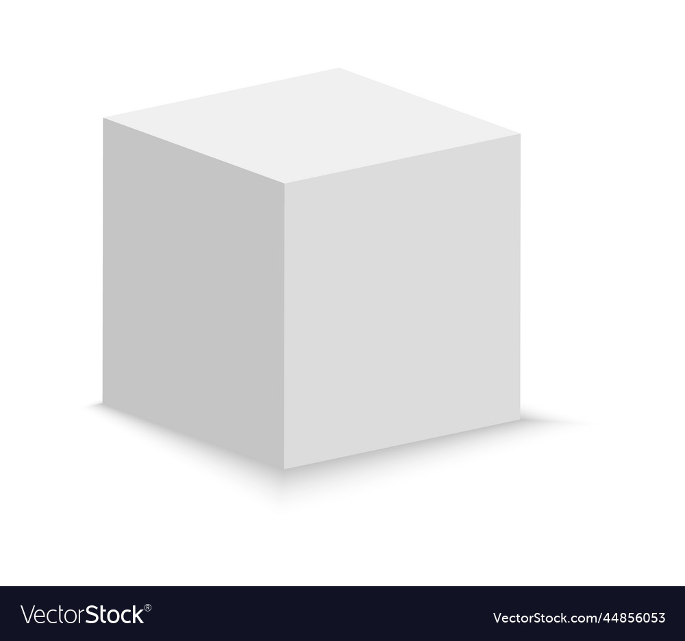 White cube 3d abstract box with shadow geometric vector image White cube 3d abstract box with shadow geometric