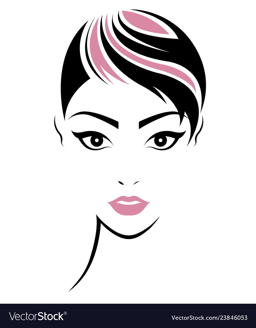 Women Short Hair Style Icon Logo Women Face Vector Image