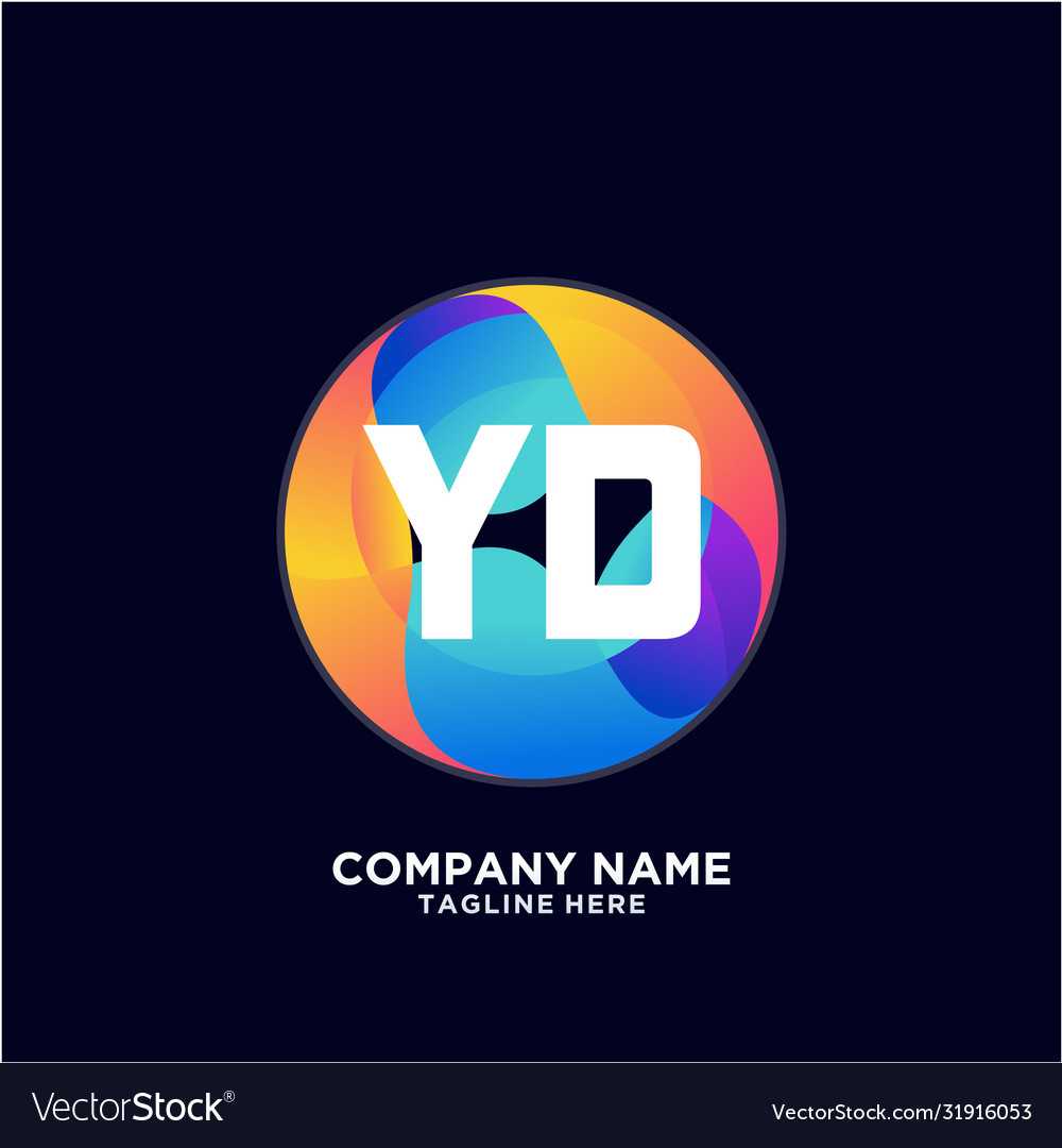 Yd initial logo with colorful circle template