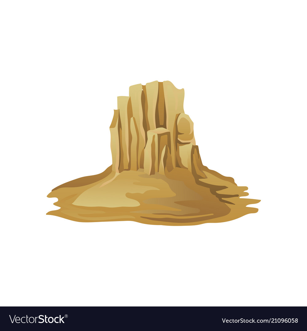 Big Rocky Mountain Surrounded With Sand Desert Vector Image