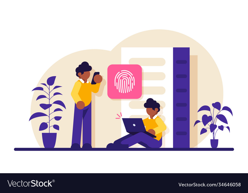 Data protection concept database security big vector image Data protection concept database security big