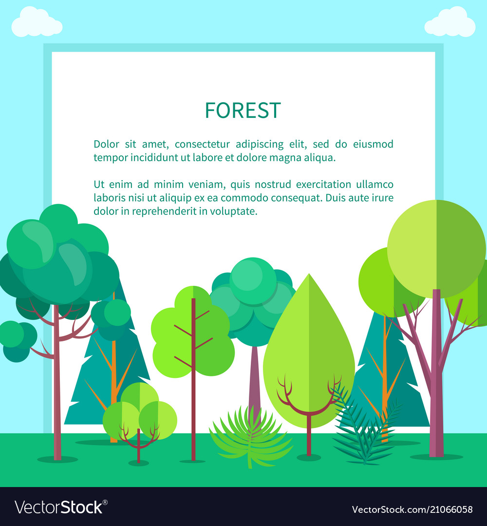 Forest Web Banner With Trees And Bushes Royalty Free Vector