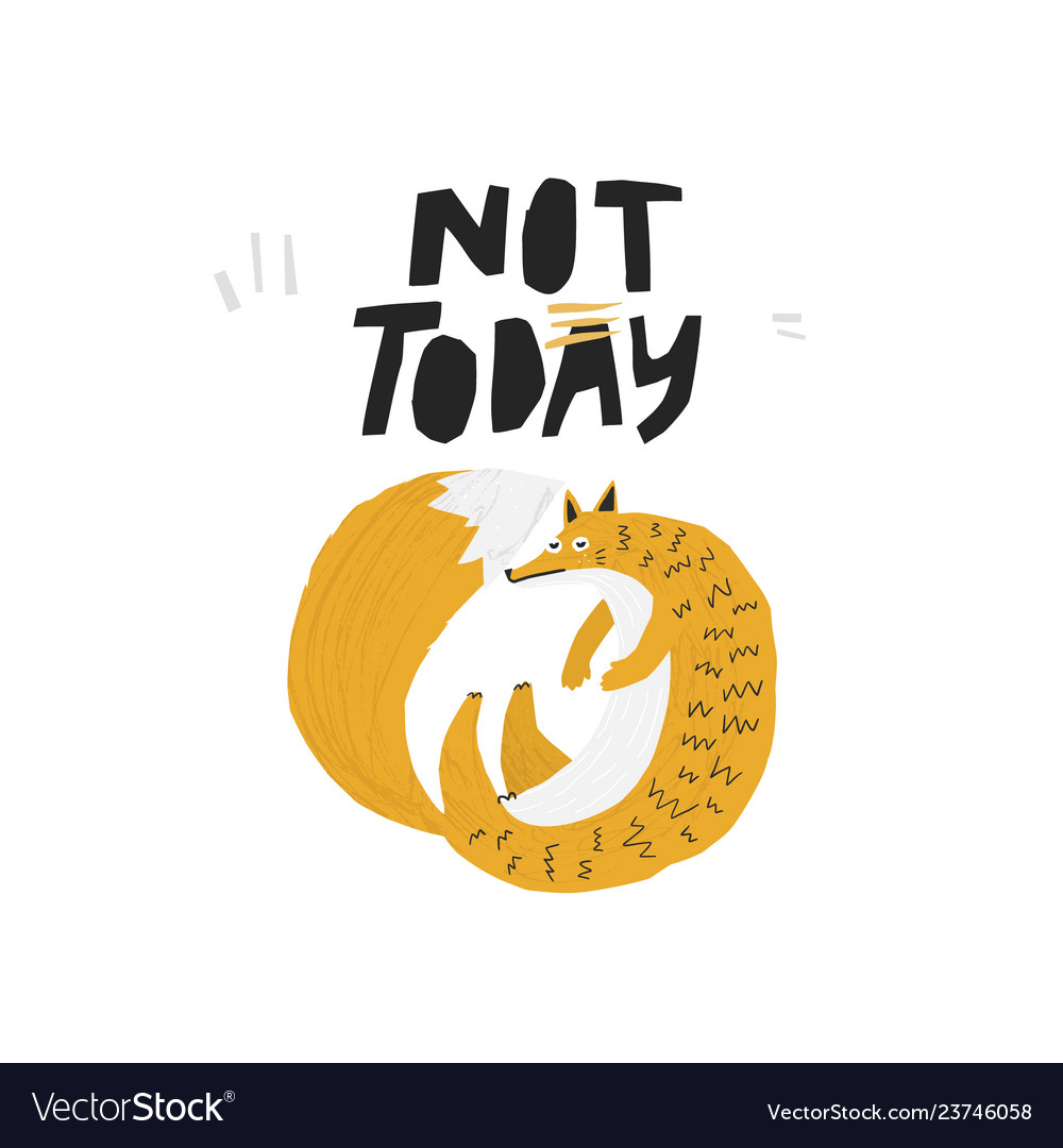 Funny fox hand drawn flat