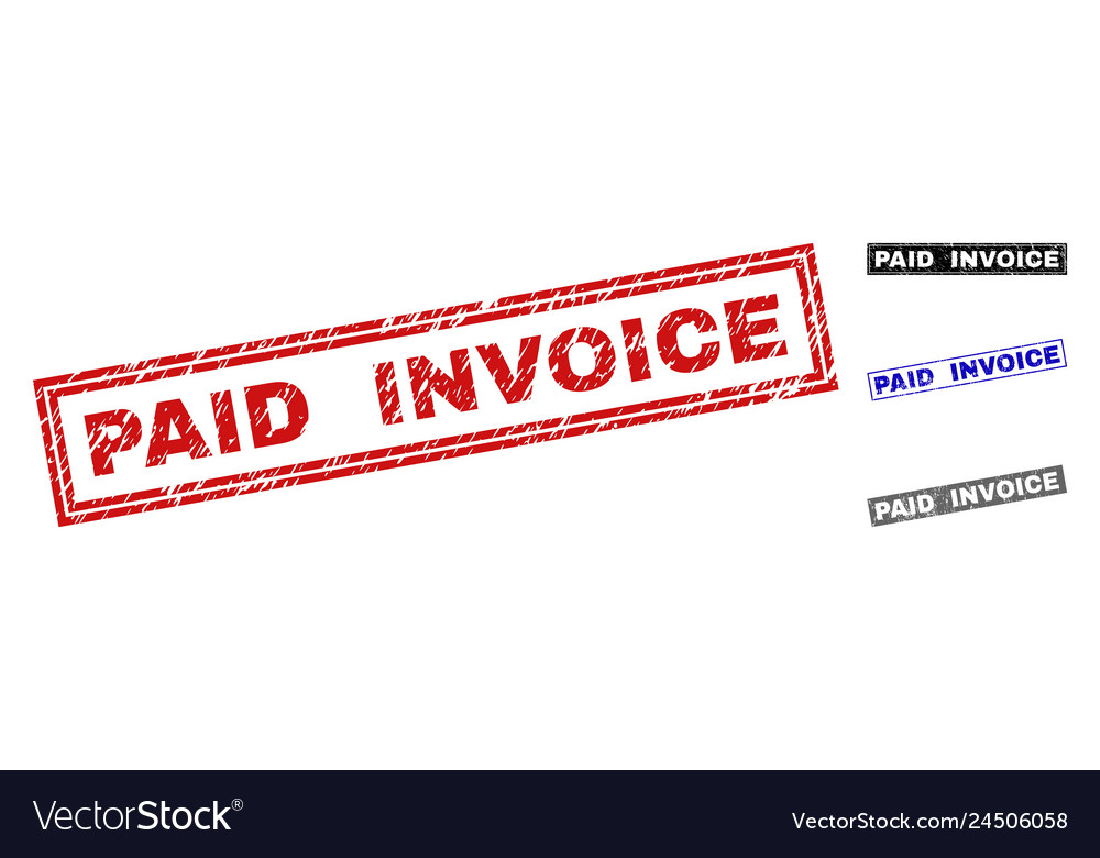 Grunge paid invoice scratched rectangle watermarks