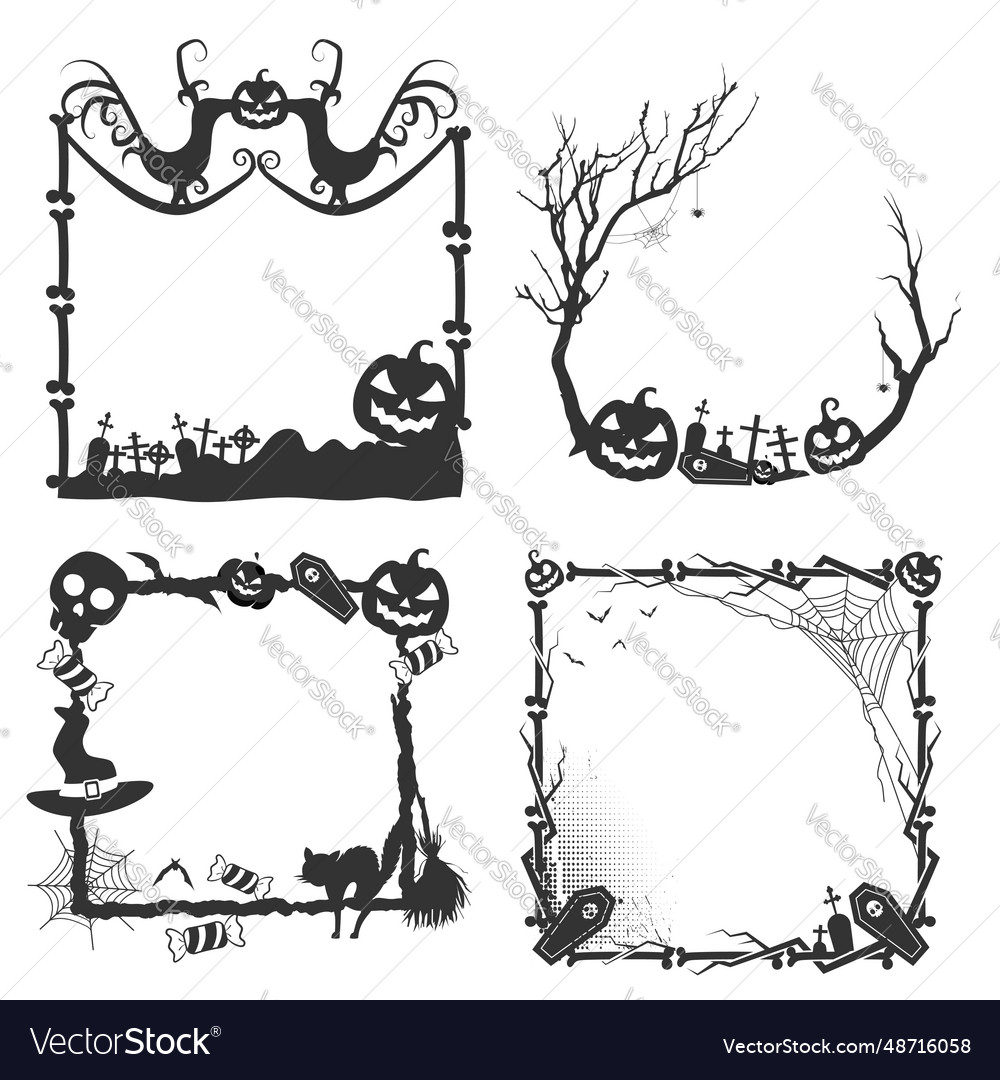 Halloween frame border with elements Vector Image Halloween frame border with elements