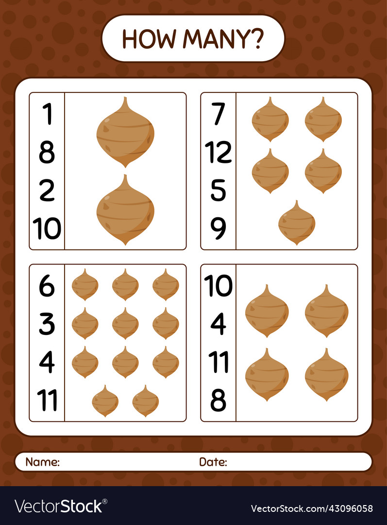 How many counting game with jicama worksheet vector image How many counting game with jicama worksheet