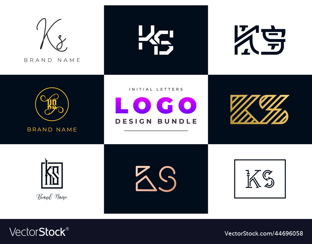 Initial letters ks logo design bundle Royalty Free Vector