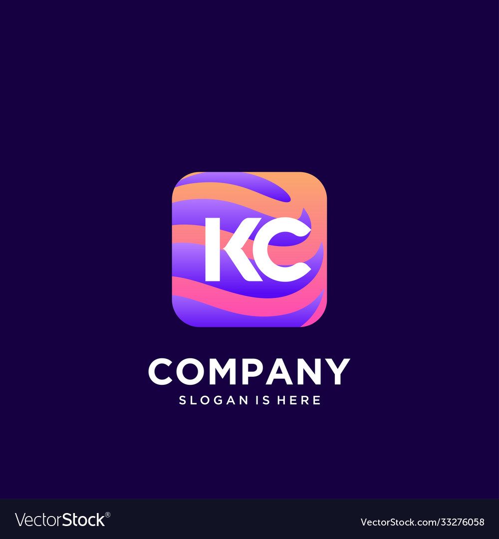 Kc initial logo with colorful template