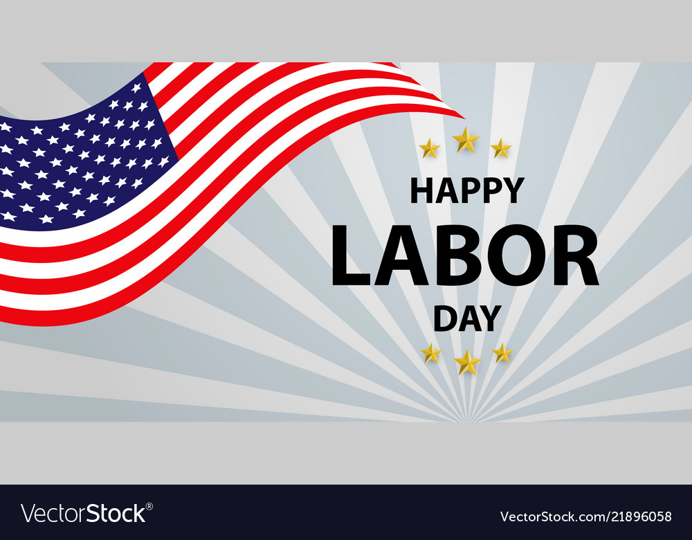 labor day card design american flag with vector image