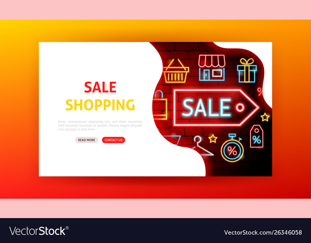 Sale shopping neon landing page