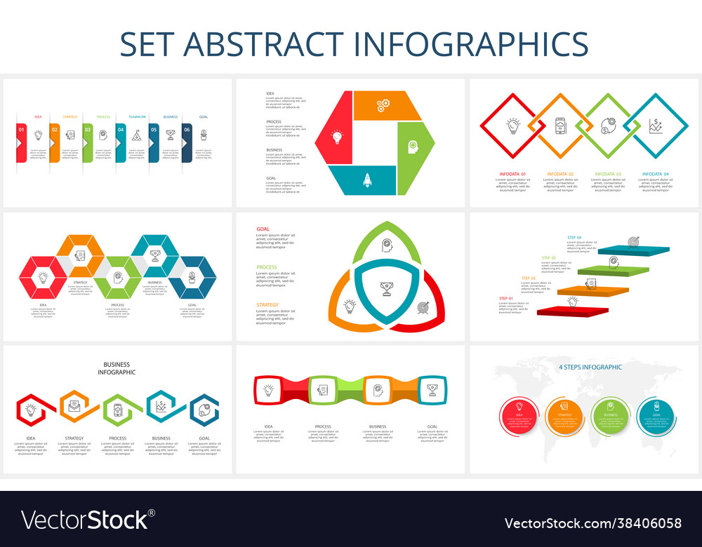 abstrakte Elemente Diagrammdiagramm mit Schritten festlegen Vector Image abstrakte Elemente Diagrammdiagramm mit Schritten festlegen