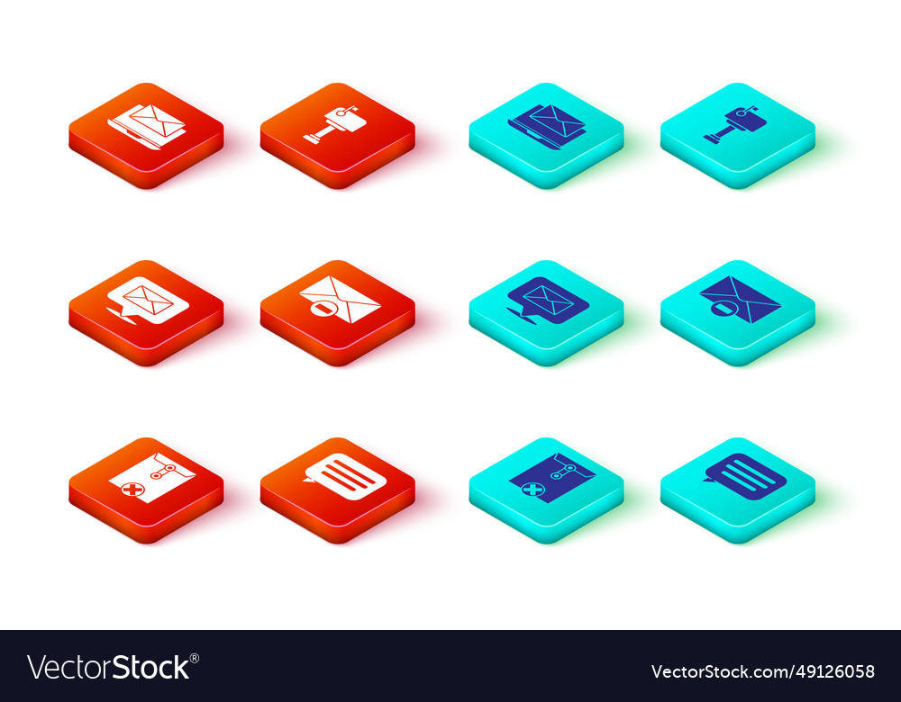 Set delete envelope speech bubble chat with mail vector image Set delete envelope speech bubble chat with mail