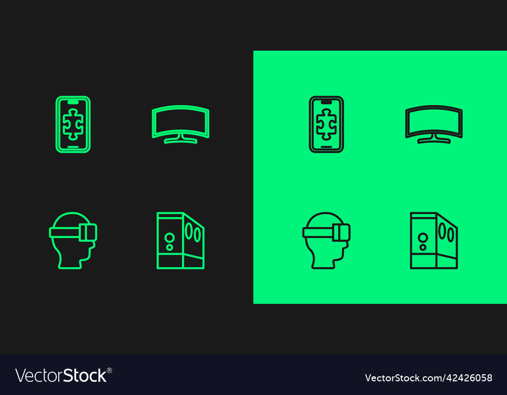 Set line case of computer virtual reality glasses vector image Set line case of computer virtual reality glasses