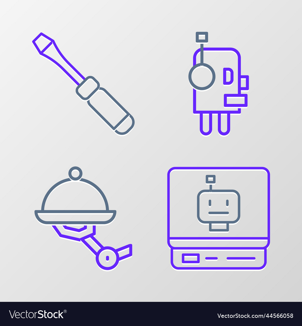 Set line robot waiter and screwdriver icon Vector Image Set line robot waiter and screwdriver icon