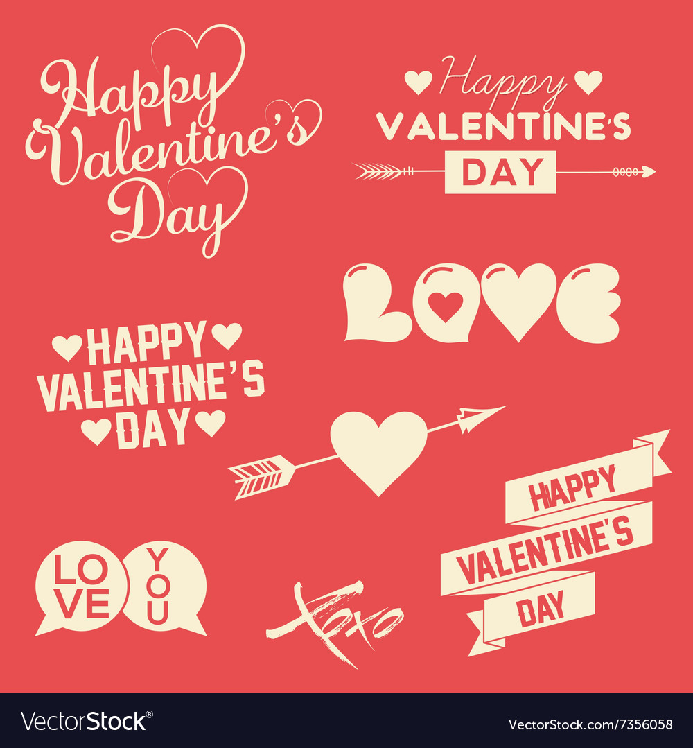 Set Of Happy Valentine S Day Hand Lettering Vector Image