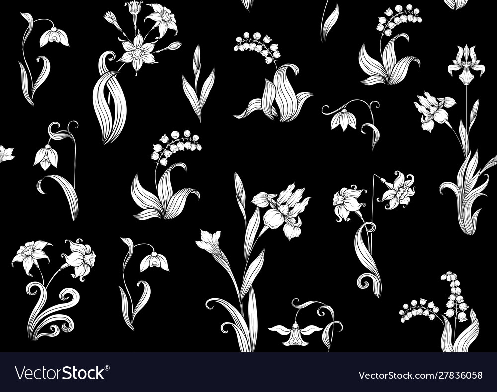 Spring flowers seamless pattern vector image Spring flowers seamless pattern