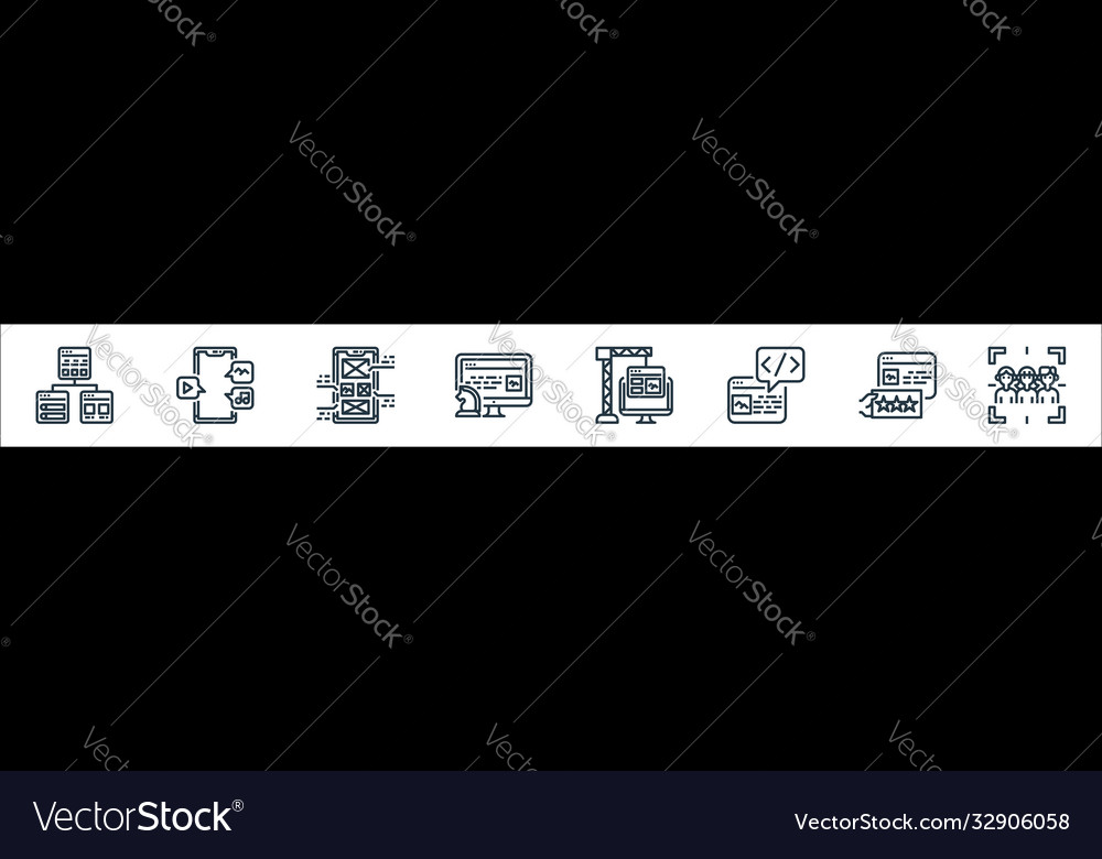 User experience line icons linear set quality vector image User experience line icons linear set quality