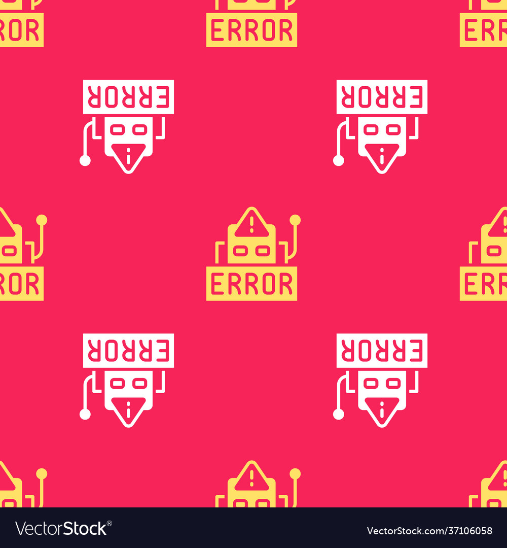 Yellow error in operation program robot vector image Yellow error in operation program robot
