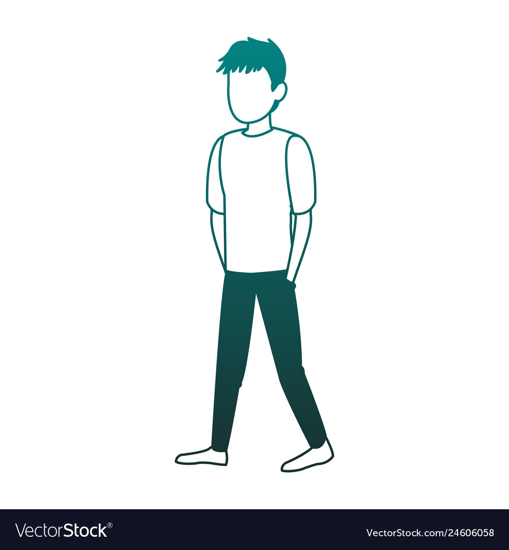 Young man faceless avatar blue lines Royalty Free Vector