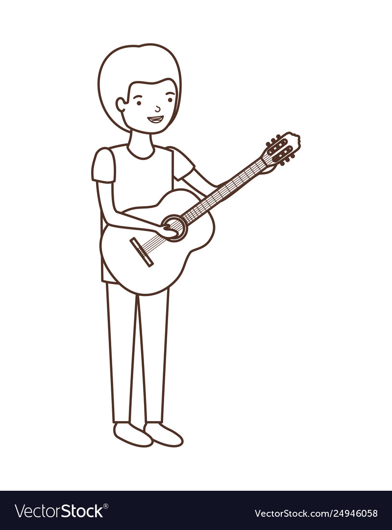 Young man with guitar character