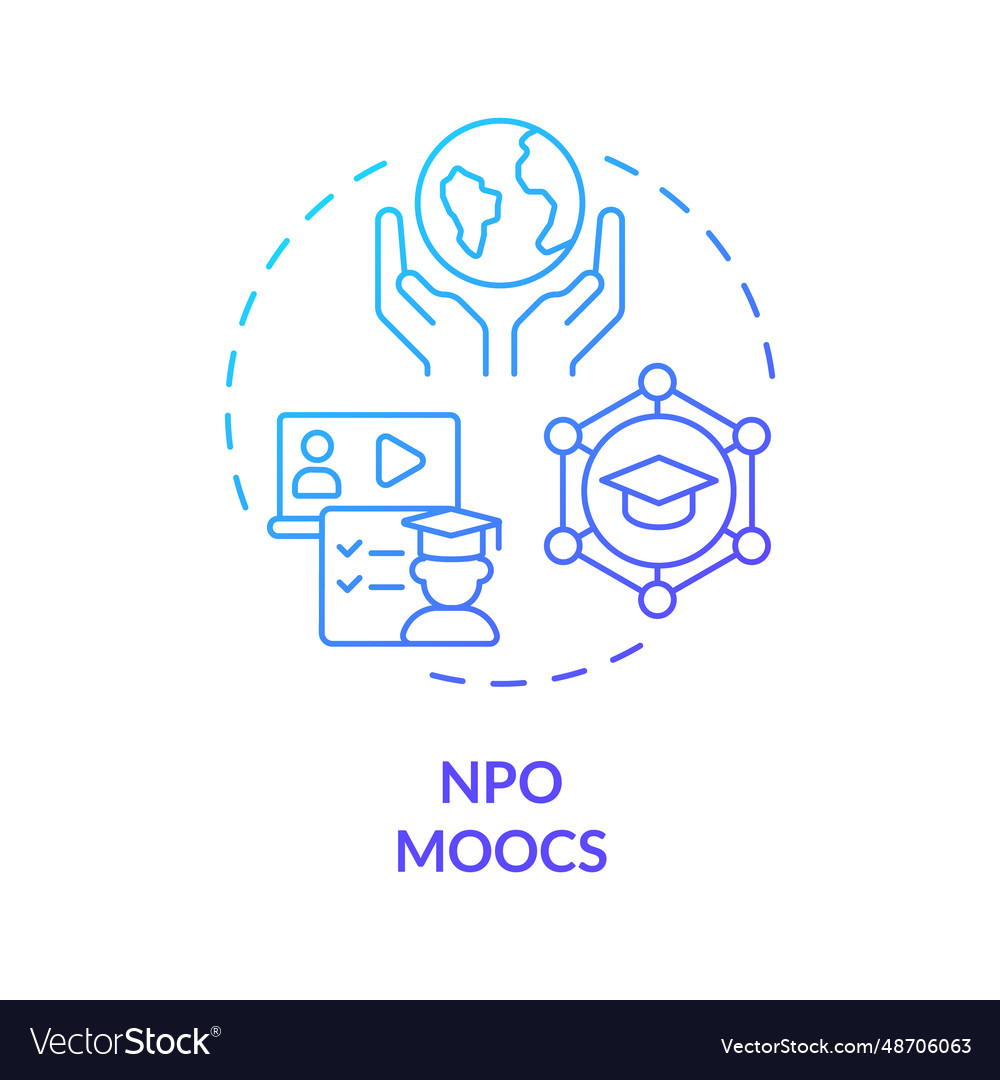 2d gradient thin linear icon npo moocs concept vector image 2d gradient thin linear icon npo moocs concept