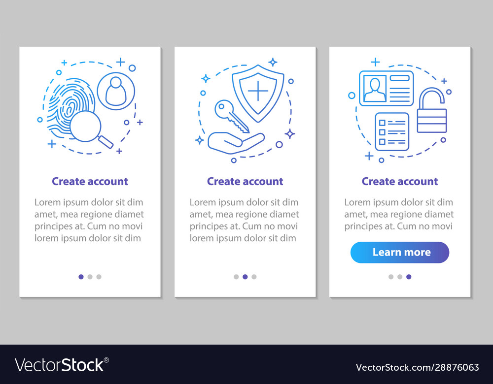 Account creation onboarding mobile app page vector image Account creation onboarding mobile app page