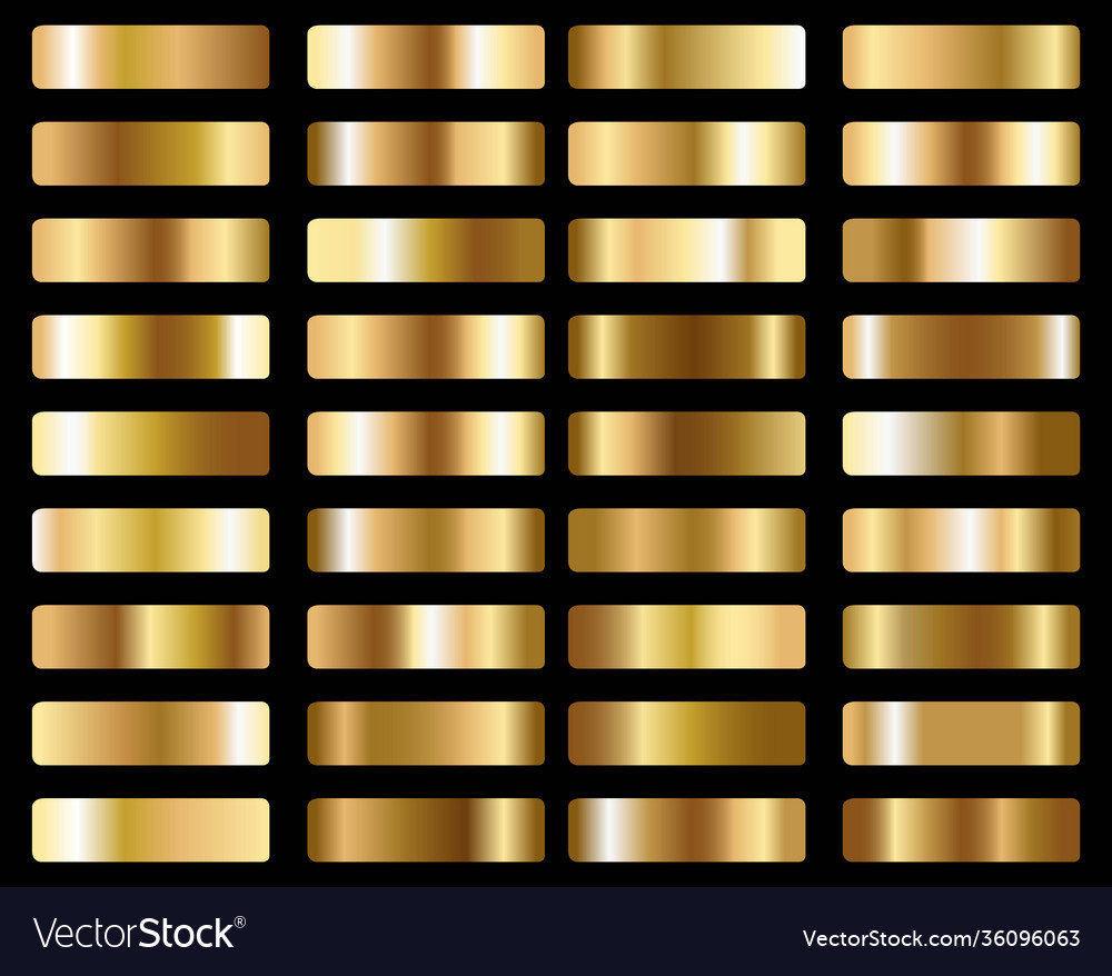 Big set metallic gold gradients Royalty Free Vector Image