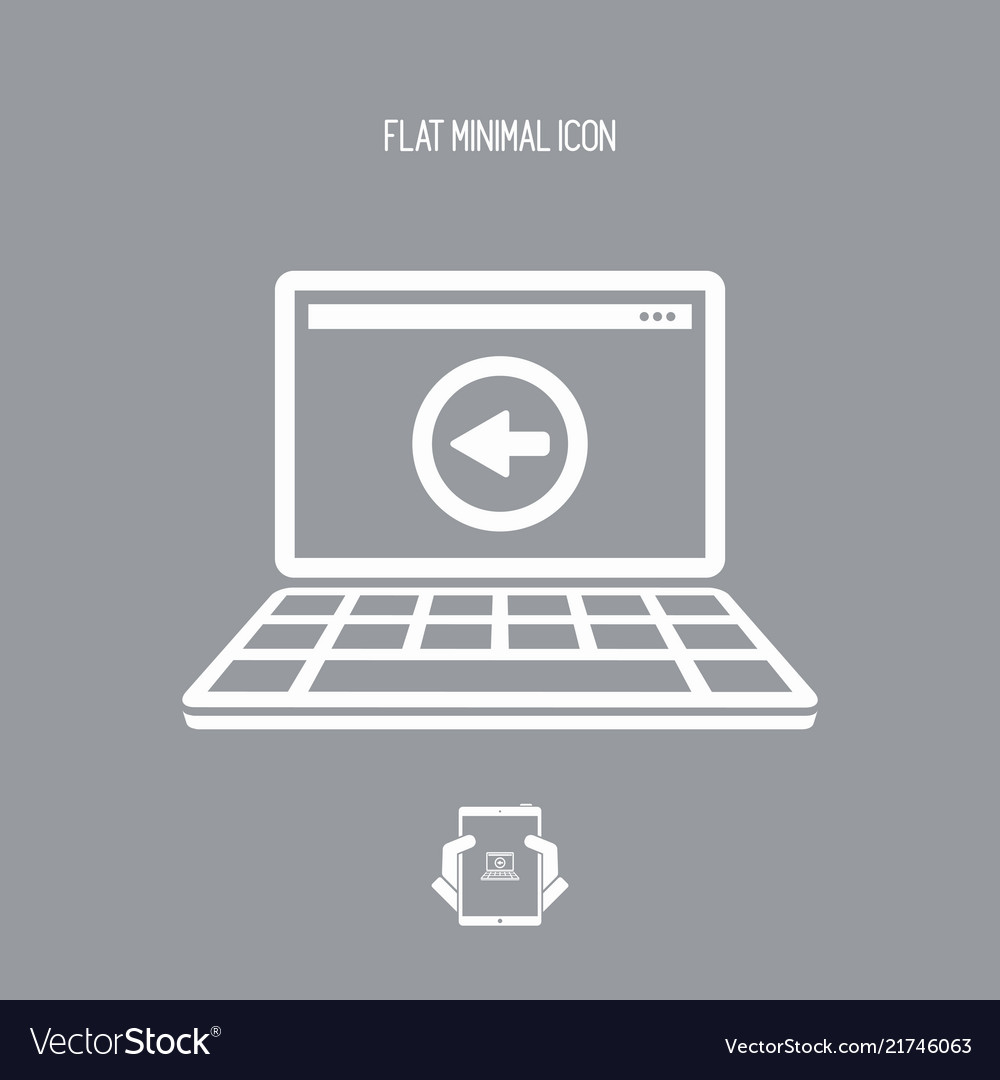 Computer and back symbol - flat minimal icon