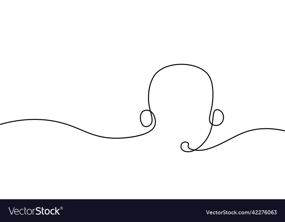 Continuous line headphone wire set one call vector image Continuous line headphone wire set one call