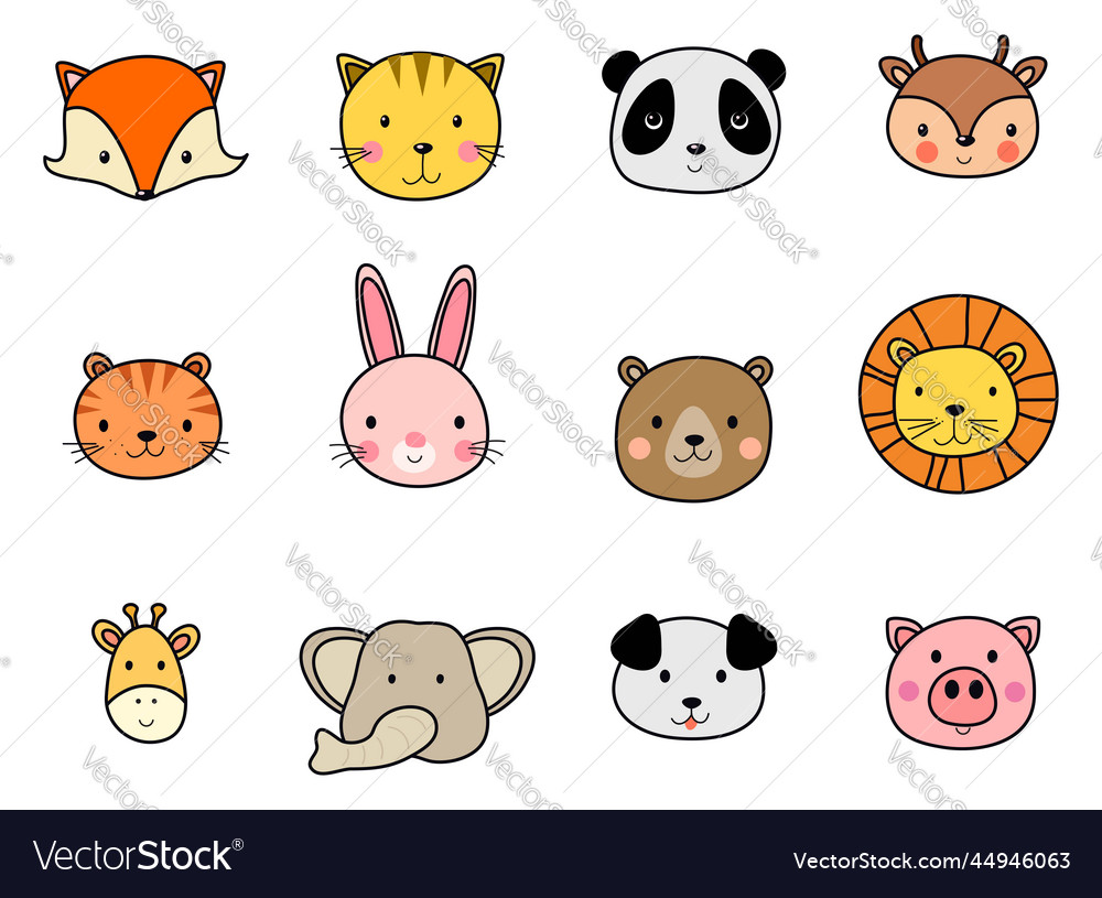 Cute animal characters vector image Cute animal characters