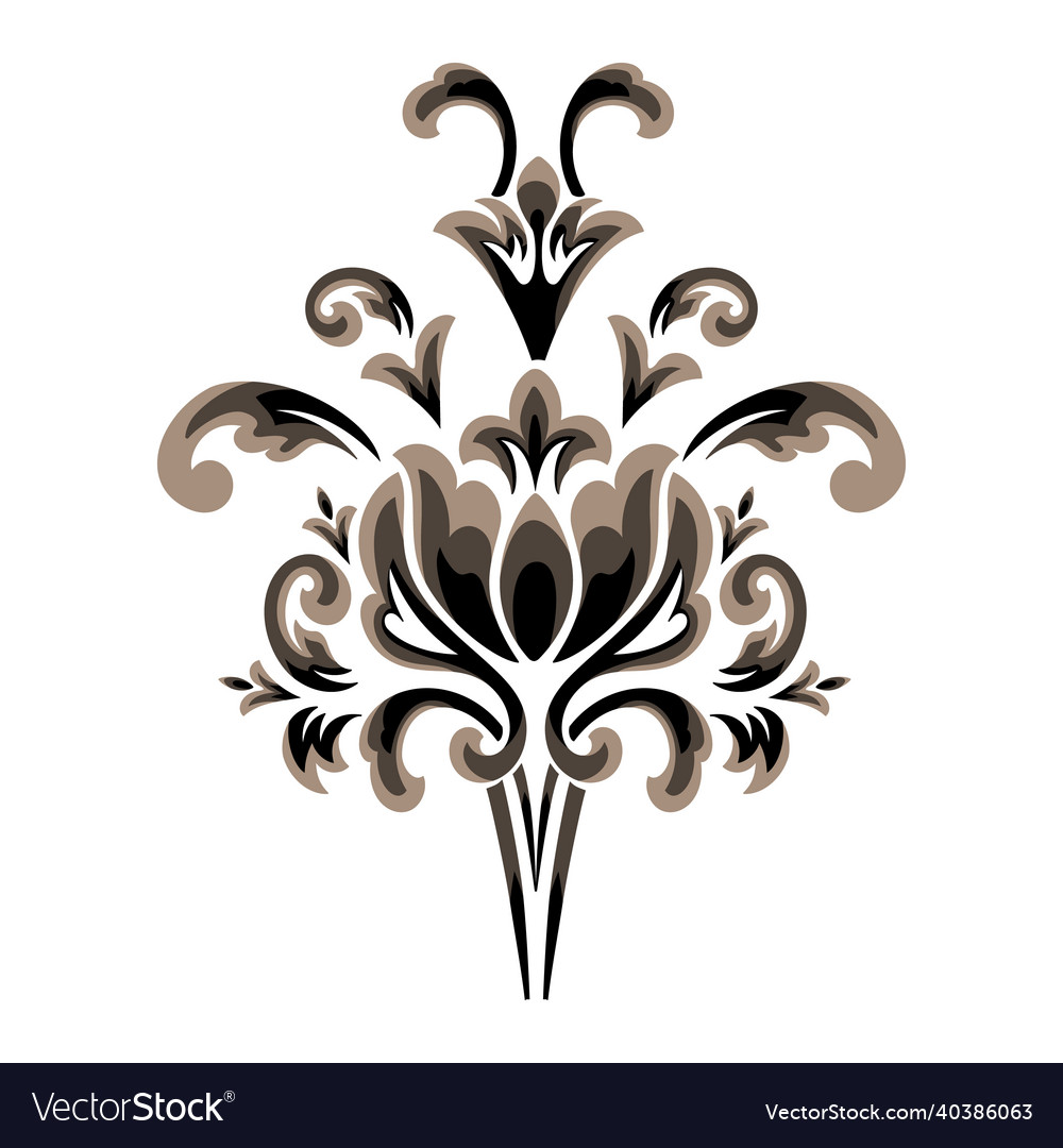 Damask central element isolated vector image Damask central element isolated