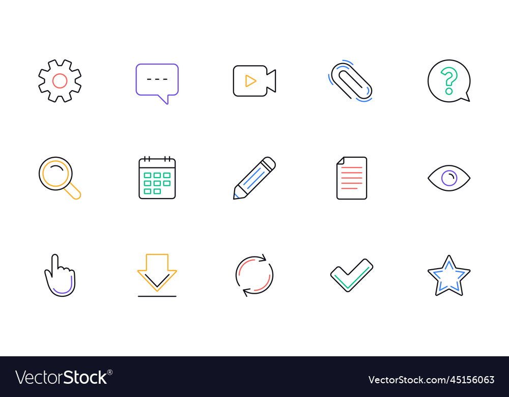Document calendar and question mark line icons