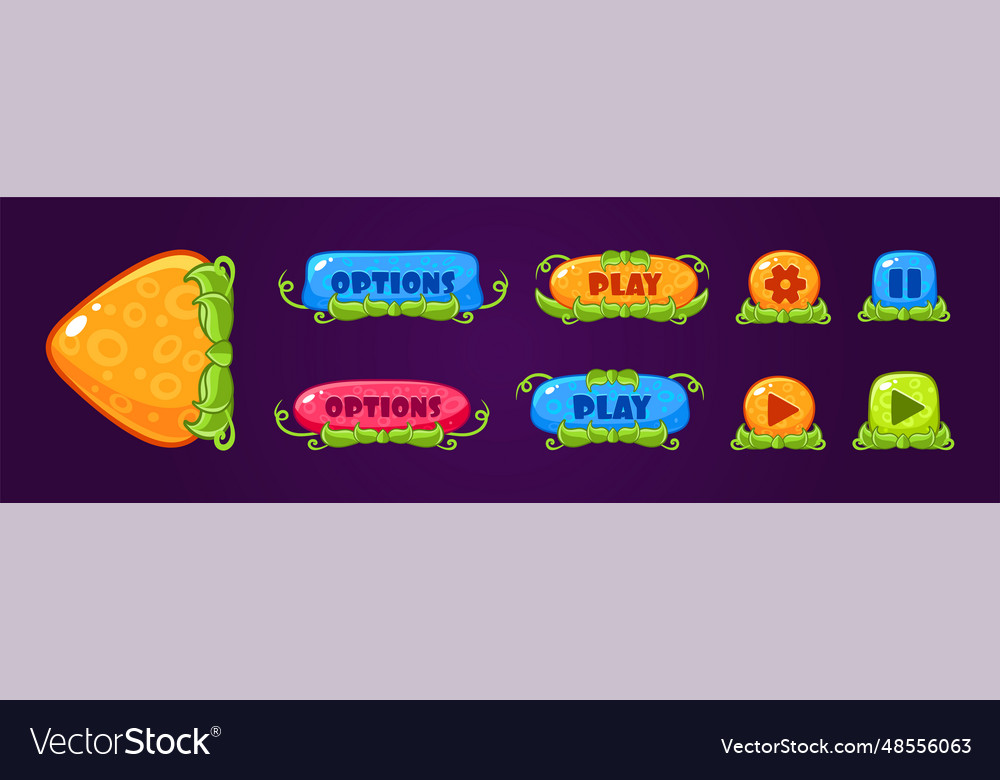 Glossy button with green grass for game user Vector Image Glossy button with green grass for game user