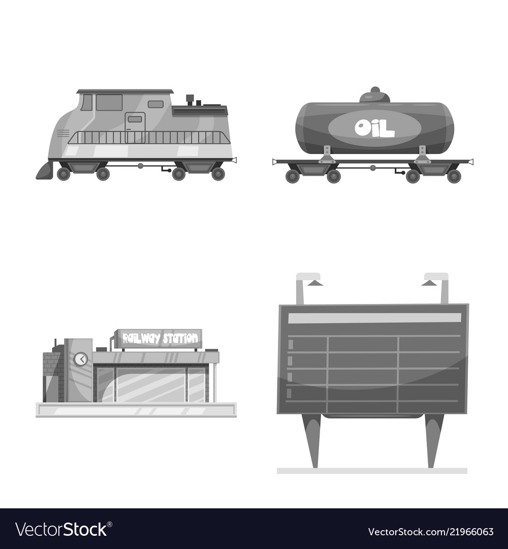 Isolated object of train and station logo vector image Isolated object of train and station logo