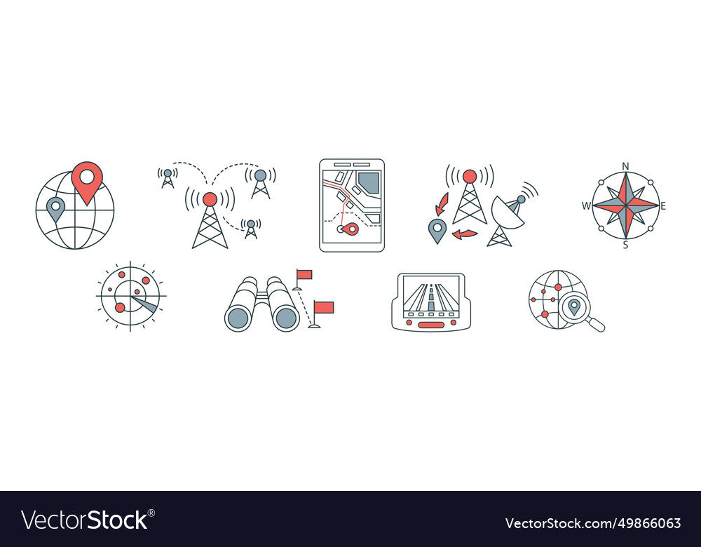 Navigation and route direction simple line icon vector image Navigation and route direction simple line icon