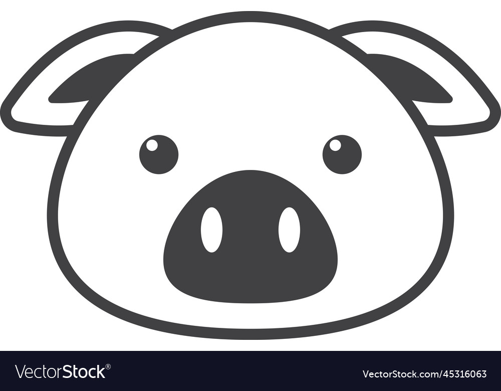 Pig face in minimal style vector image Pig face in minimal style