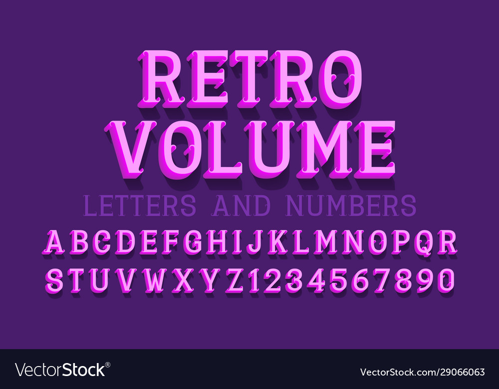 Retro volume letters and numbers vintage 3d font