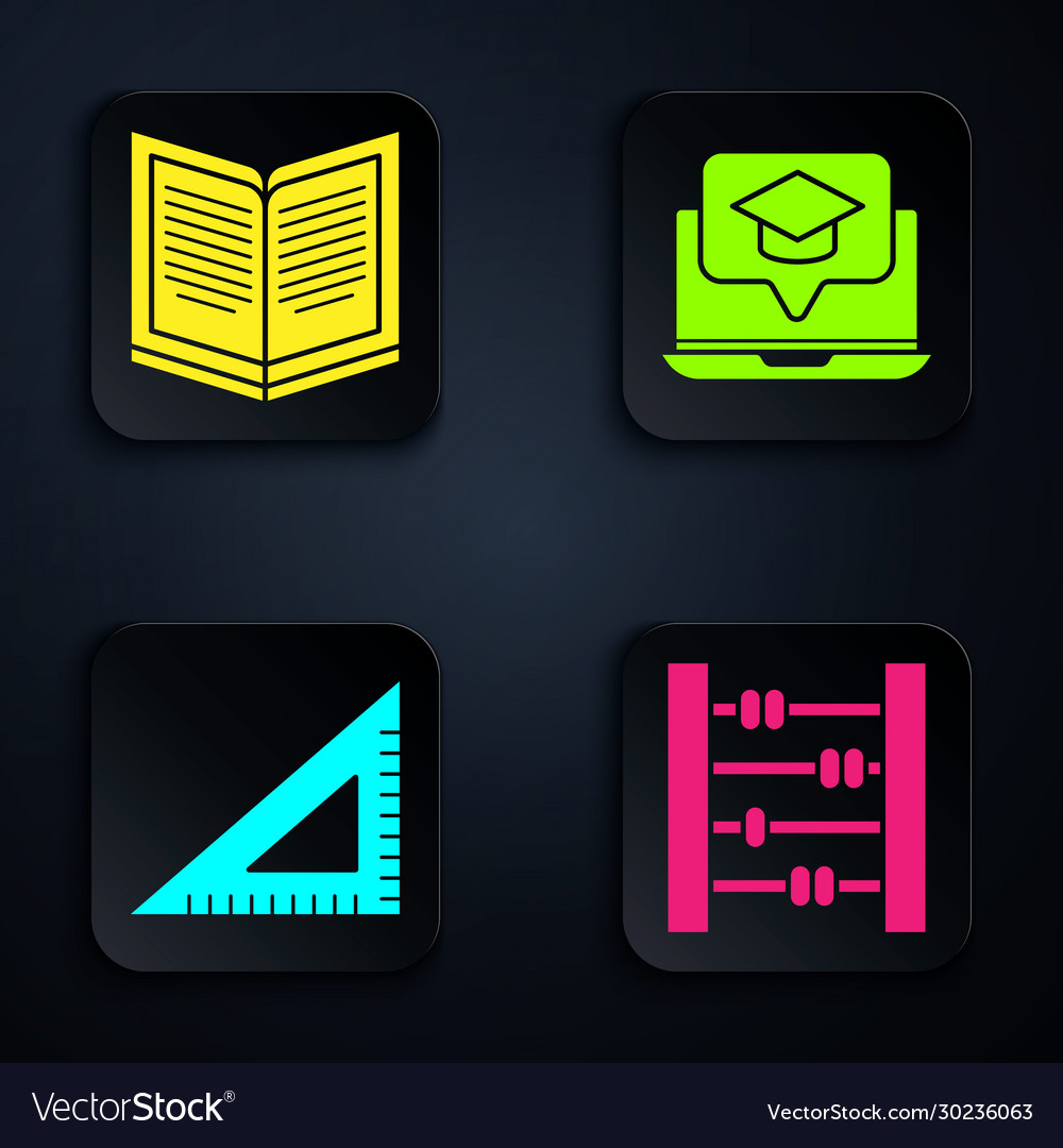 Set abacus open book triangular ruler vector image Set abacus open book triangular ruler